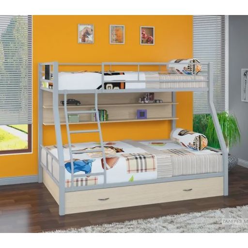 Двухъярусная кровать «Гранада ПЯ 140» с ящиками и полками